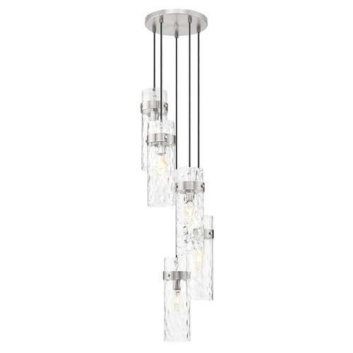 Z-Lite Z-Lite Fontaine Brushed Nickel Multi-Light Pendant with Cylindrical Shade 7002P5-5R-BN