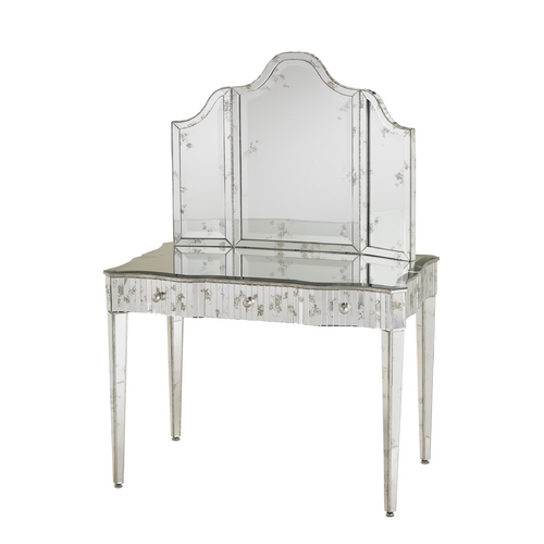 Gilda 36-Inch Wide Vanity Mirror in Silver Leaf by Currey & Company