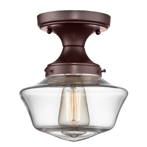 Design Classics Lighting 8-Inch Wide Bronze Clear Glass Schoolhouse Ceiling Light FDS-220 / GA8-CL