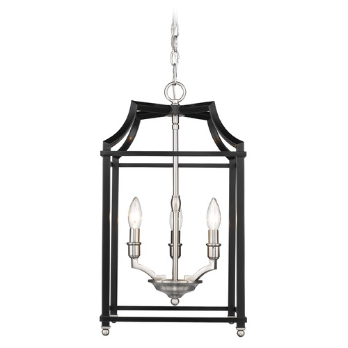 Golden Lighting Leighton 3-Light Pendant in Pewter & Black by Golden Lighting 8401-3PPW-BLK