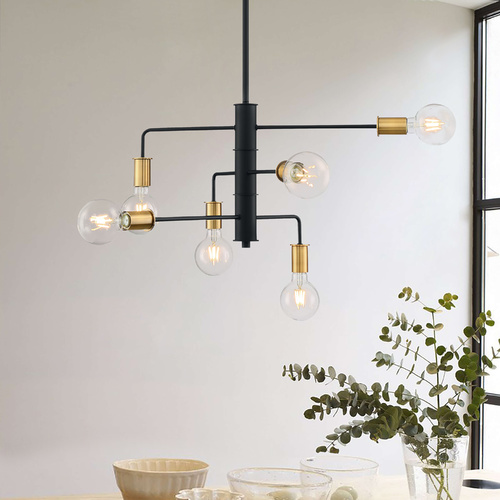 Ryder Black & Brushed Brass Chandelier by Satco Lighting
