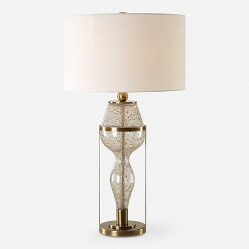 The Uttermost Company Out Of Time Gray & Antique Brass Table Lamp with Drum Shade