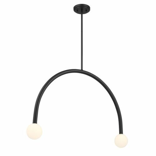 2-Light Linear Chandelier in Matte Black by Meridian