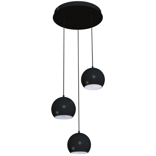 AFX Lighting Afx Lighting Roxy Black Multi-Light Pendant with Bowl / Dome Shade RXYP08BKRND3