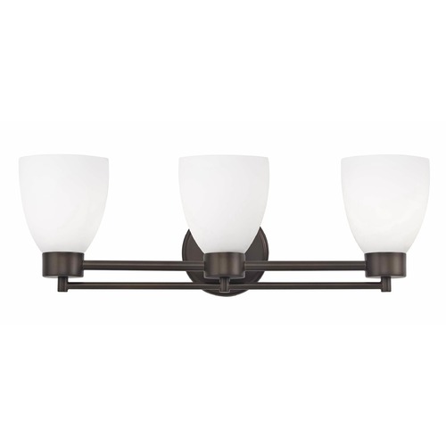 Design Classics Lighting Modern Bathroom Light with White Glass in Bronze Finish 703-220 GL1028MB