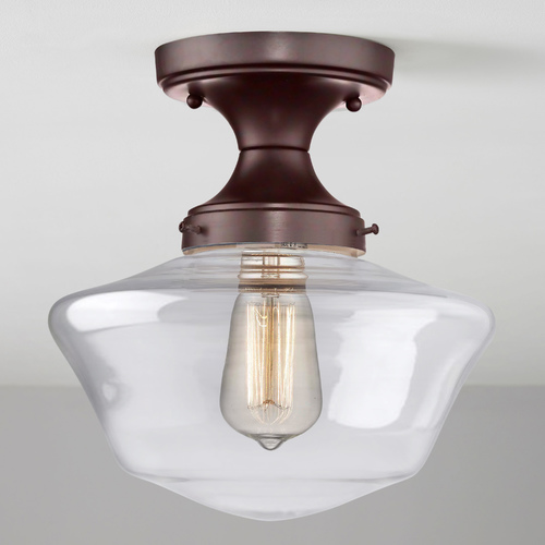 Clear Glass Schoolhouse Ceiling Light Bronze 10-Inch