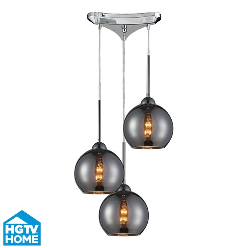 Elk Lighting Elk Lighting Cassandra Polished Chrome Multi-Light Pendant with Globe Shade 10240/3CHR