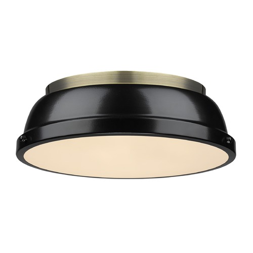 Duncan Flush Mount in Aged Brass & Black by Golden Lighting
