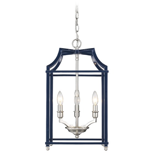 Golden Lighting Leighton 3-Light Pendant in Pewter & Navy by Golden Lighting 8401-3PPW-NVY