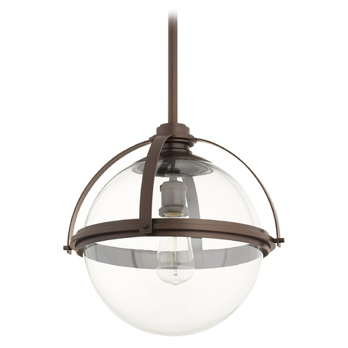 Oiled Bronze Pendant with Globe Shade by Quorum Lighting