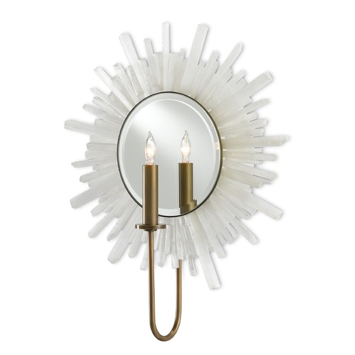 Currey and Company Lighting Currey and Company Halo Natural / Antique Brass / Mirror Sconce 5000-0091