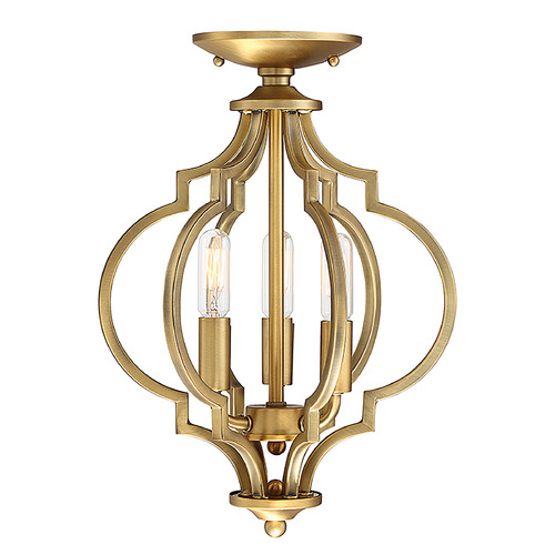Meridian 3-Light Convertible Semi-Flush Mount in Natural Brass by Meridian M60055NB