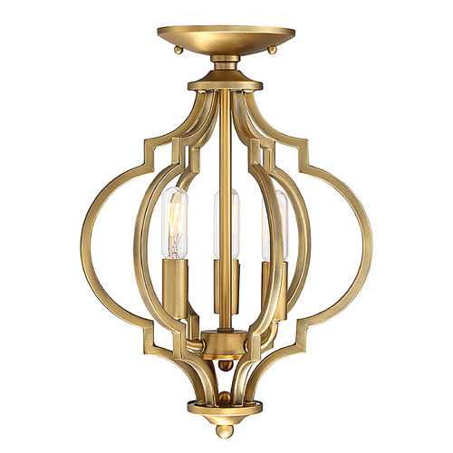 3-Light Convertible Semi-Flush Mount in Natural Brass by Meridian