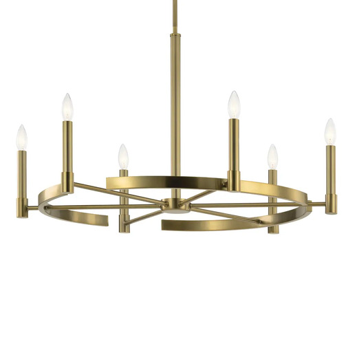 Tolani 6-Light Linear Chandelier in Brushed Natural Brass by Kichler