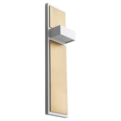 Guapo 16-Inch LED Sconce in White & Aged Brass by Oxygen Lighting