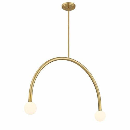 2-Light Chandelier in Natural Brass by Meridian