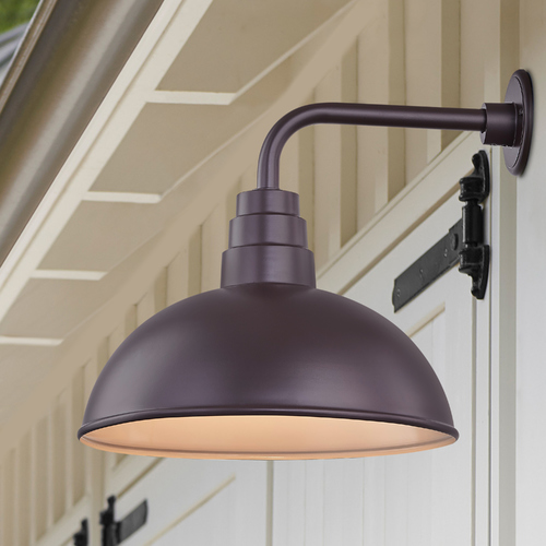 Recesso Lighting by Dolan Designs Bronze Gooseneck Barn Light with 16-Inch Dome Shade BL-ARMD2-BZ/BL-SH16D-BZ