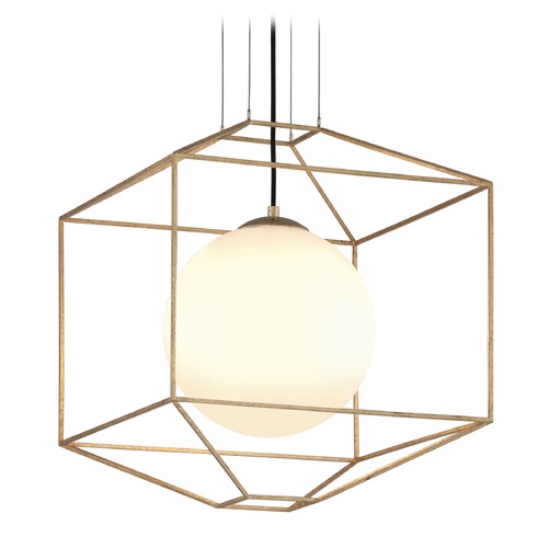 Troy Lighting Troy Lighting Silhouette Gold Leaf Pendant Light with Globe Shade F5214