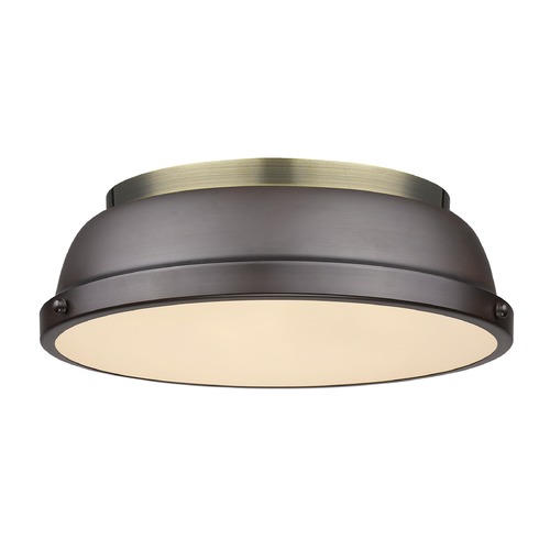 Duncan Flush Mount in Aged Brass & Rubbed Bronze by Golden Lighting