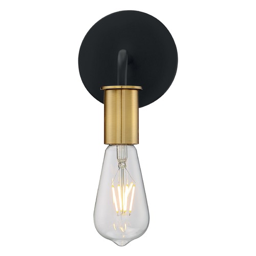 Satco Lighting Ryder Black & Brushed Brass Sconce by Satco Lighting 60/7341