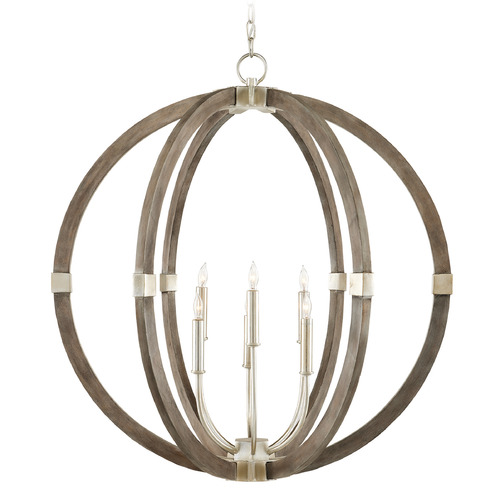 Bastian 31-Inch Orb Chandelier in Silver & Gray by Currey & Company