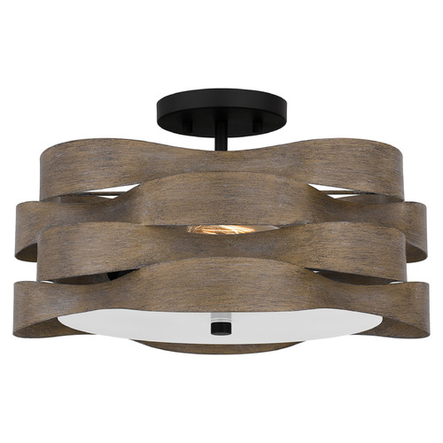 Quoizel Lighting Appleton Matte Black & Slightly Distressed Wood Semi-Flushmount Light
