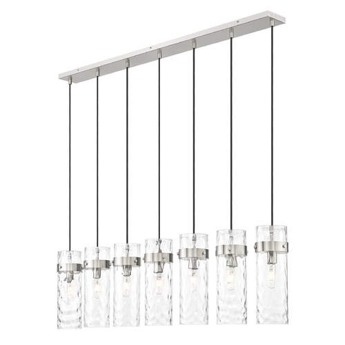 Z-Lite Z-Lite Fontaine Brushed Nickel Multi-Light Pendant with Cylindrical Shade 7002P5-7L-BN