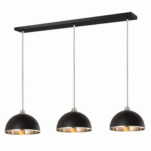 Z-Lite Z-Lite Landry Matte Black and Brushed Nickel Multi-Light Pendant with Bowl / Dome Shade 1004P14-3L-MB-BN