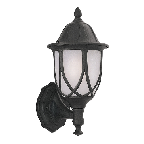 Outdoor Wall Light with White Glass in Black Finish