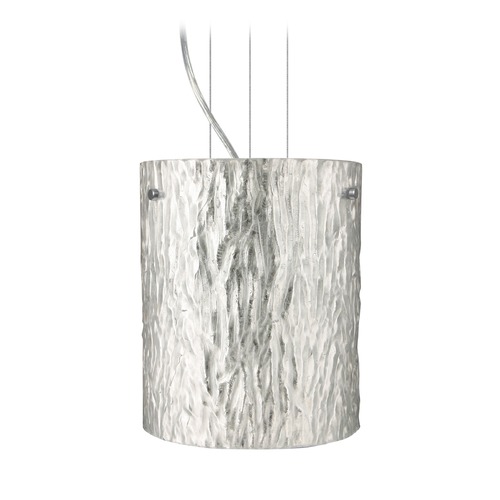 Besa Lighting Tamburo Satin Nickel LED Mini-Pendant Light with Cylindrical Shade