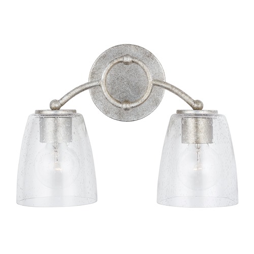 Capital Lighting Oran 2-Light Antique Silver Bathroom Light with Clear Shade by Capital Lighting 137921AS-488
