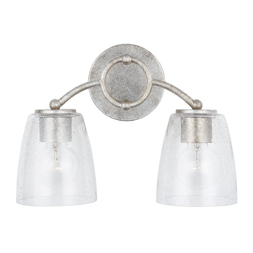 Oran 2-Light Antique Silver Bathroom Light with Clear Shade by Capital Lighting