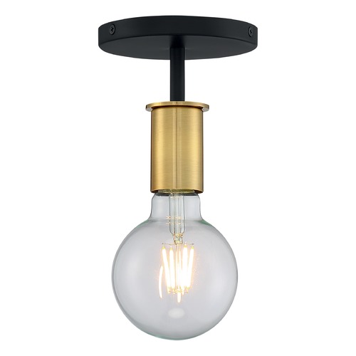 Satco Lighting Ryder Black & Brushed Brass Semi-Flush Mount by Satco Lighting 60/7343