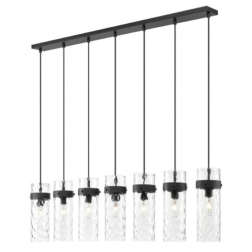 Z-Lite Fontaine Matte Black Multi-Light Pendant with Cylindrical Shade