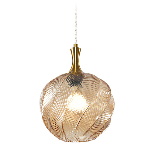 Matteo Lighting Eesha Aged Gold Brass Mini-Pendant Light with Globe Shade