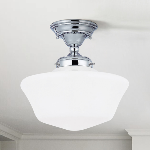 12-Inch Schoolhouse Semi-Flush Ceiling Light in Chrome Finish