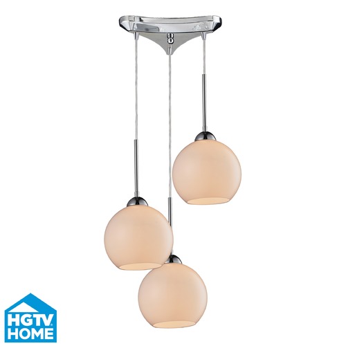 Elk Lighting Elk Lighting Cassandra Polished Chrome Multi-Light Pendant with Globe Shade 10240/3WH