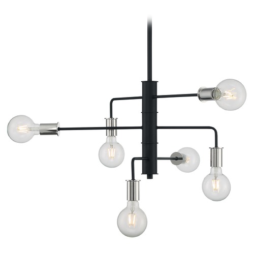 Ryder Black & Polished Nickel Chandelier by Satco Lighting