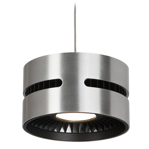 Kuzco Lighting Oxford Brushed Nickel LED Mini-Pendant Light with Drum Shade
