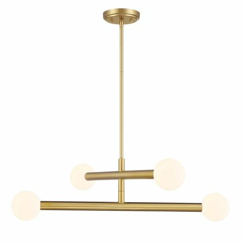 4-Light Chandelier in Natural Brass by Meridian