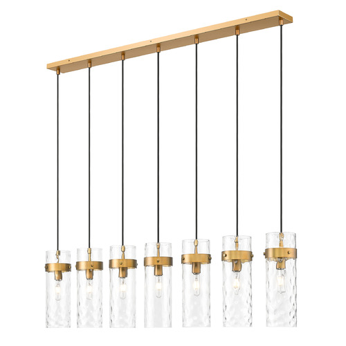 Z-Lite Fontaine Rubbed Brass Multi-Light Pendant with Cylindrical Shade