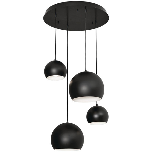 AFX Lighting Afx Lighting Roxy Black Multi-Light Pendant with Bowl / Dome Shade RXYP99BKRND4