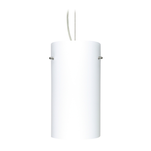 Modern Pendant Light White Glass Satin Nickel by Besa Lighting