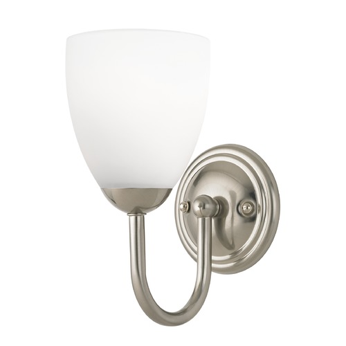 Sconce with White Glass in Satin Nickel Finish