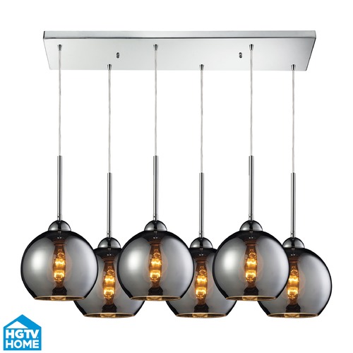 Elk Lighting Elk Lighting Cassandra Polished Chrome Multi-Light Pendant with Globe Shade 10240/6RC-CHR