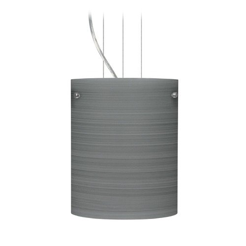 Besa Lighting Tamburo Satin Nickel LED Mini-Pendant Light with Cylindrical Shade