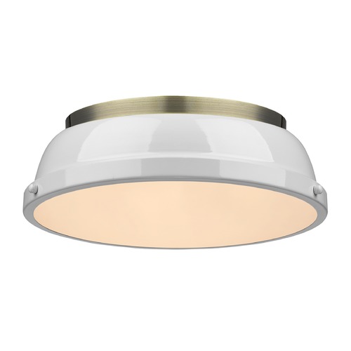 Duncan Flush Mount in Aged Brass & White by Golden Lighting
