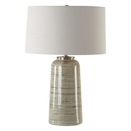The Uttermost Company Strata Greenish Tan & Antique Brass Table Lamp with Empire Shade