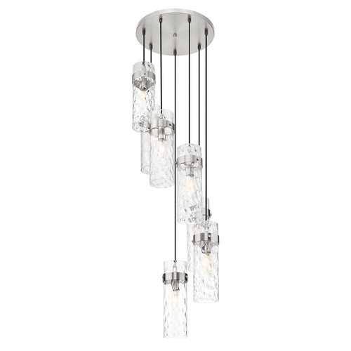 Z-Lite Z-Lite Fontaine Brushed Nickel Multi-Light Pendant with Cylindrical Shade 7002P5-7R-BN