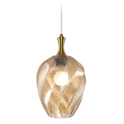 Matteo Lighting Eesha Aged Gold Brass Mini-Pendant Light with Bowl / Dome Shade